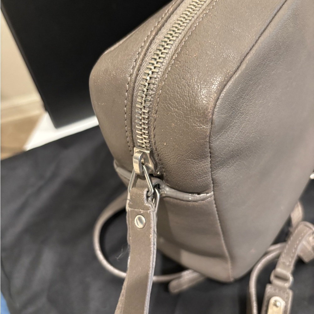 Yves Saint Laurent Monogram Lou Taupe Leather Crossbody Bag - Picture 10 of 16